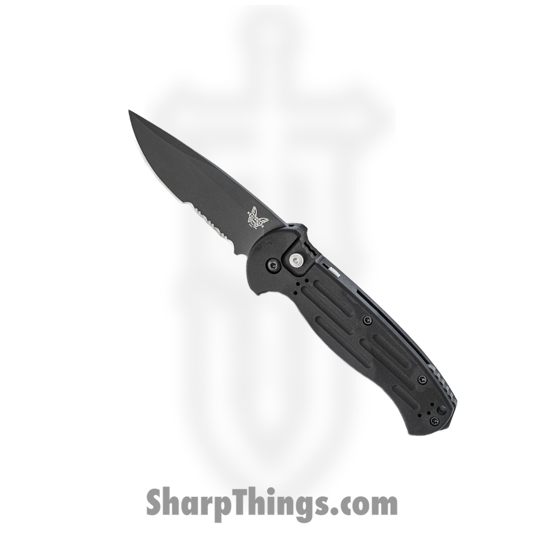 Benchmade - 9051SBK - AFO II - Automatic Knife - 154CM Partial Serrated Coated Drop Point - 6061-T6 - Black