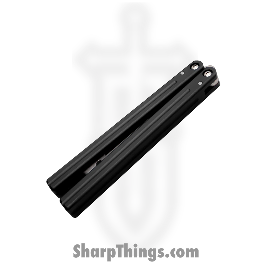 Squid Industries - 05TR01SW01BK - Triton V2 Knife Trainer - Balisong - 301HH Blasted Tanto - 6061-T6 Aluminum - Black - Image 2