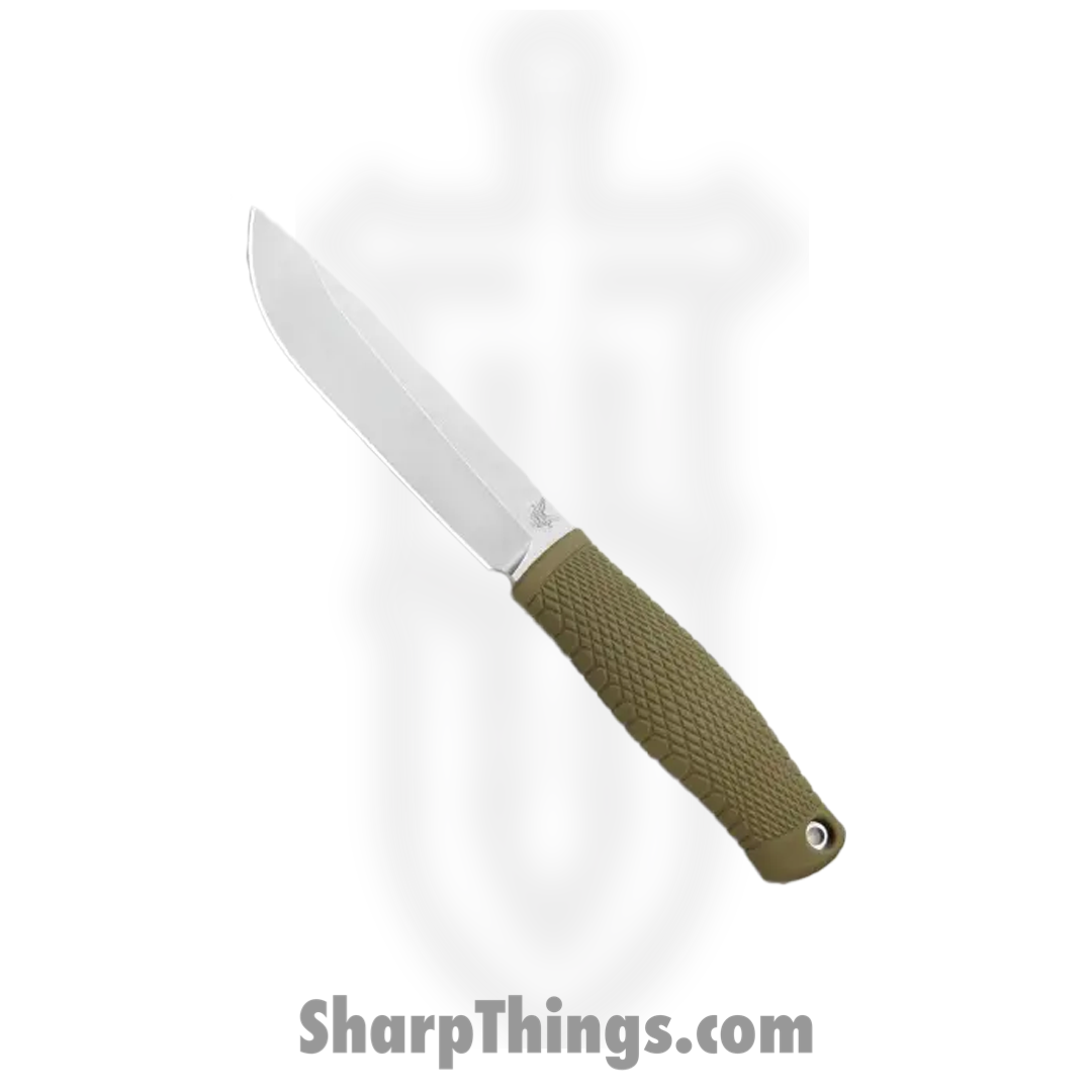 Benchmade - 202 - Leuku - Fixed Blade Knife - CPM 3V Satin Drop Point - Santoprene - Ranger Green