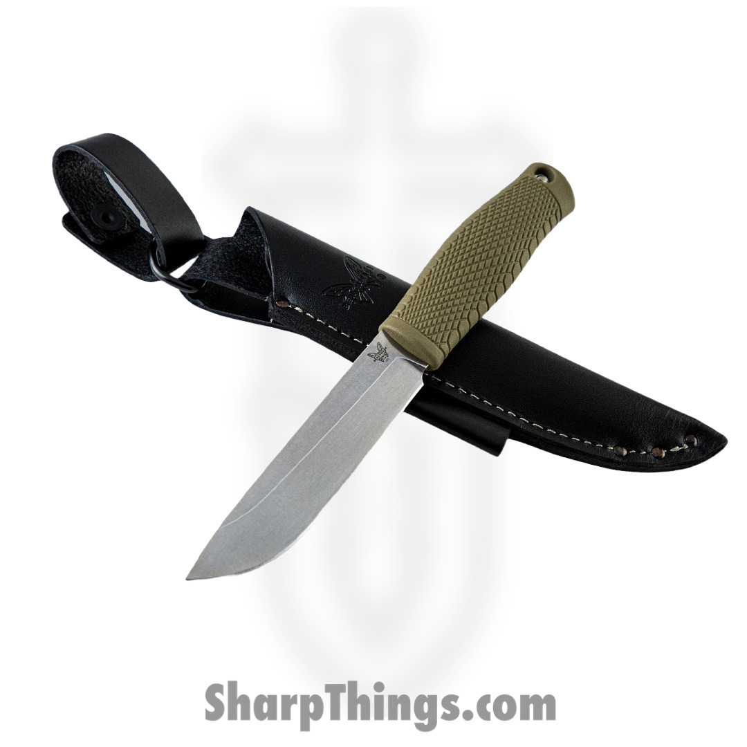 Benchmade - 202 - Leuku - Fixed Blade Knife - CPM 3V Satin Drop Point - Santoprene - Ranger Green - Image 4