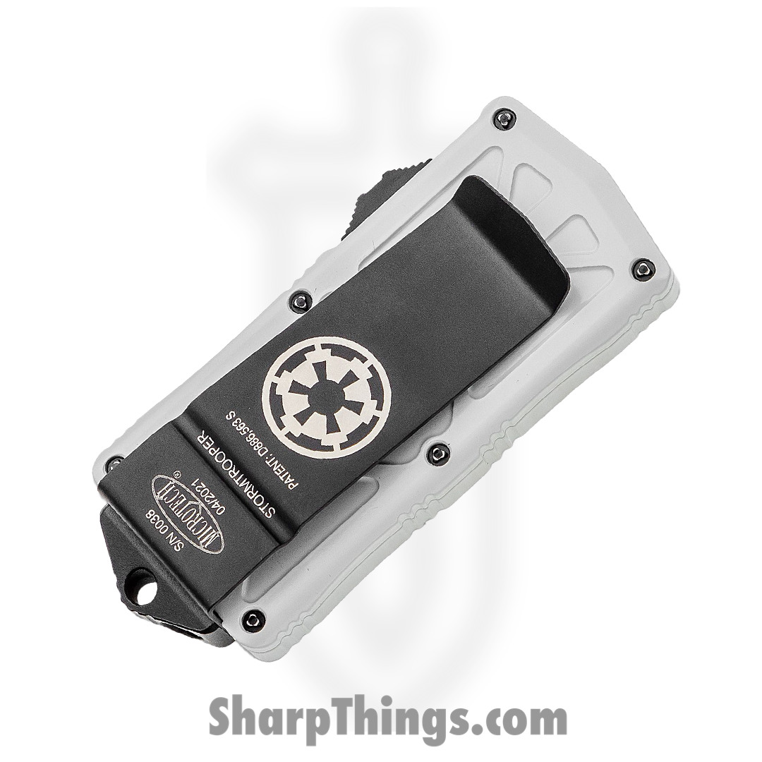 Microtech - 157-1ST - Stormtrooper Exocet Money Clip - OTF Auto - Elmax, M390, 204P Coated Dagger - 6061-T6 Aluminum - White - Image 3