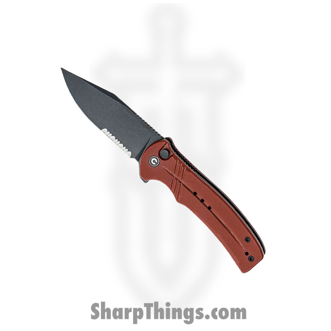 Civivi - CIVC20038E2 - Cogent Button Lock - Folding Knife - 14C28N Black Stonewash Clip Point - G10 - Burgundy
