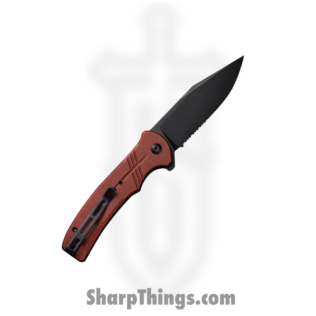 Civivi - CIVC20038E2 - Cogent Button Lock - Folding Knife - 14C28N Black Stonewash Clip Point - G10 - Burgundy - Image 2