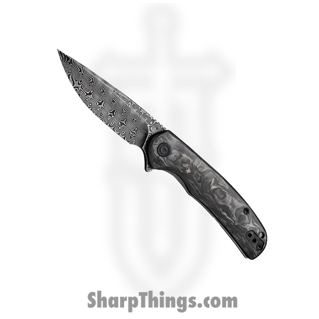 Civivi - CIVC2110DS1 - NOx Hand Rubbed Drop Point Flipper Knife - Damascus C/F Stainless - Black