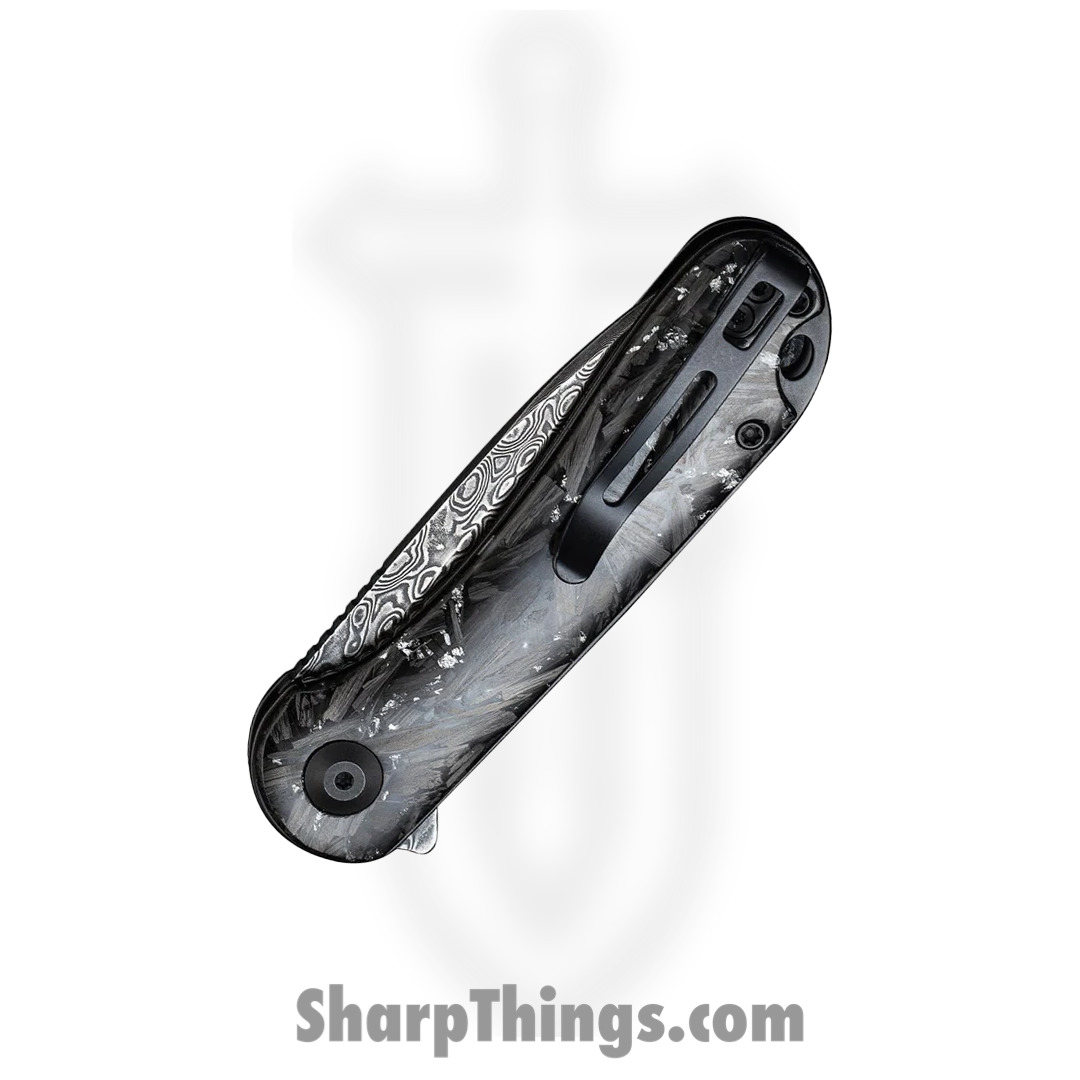 Civivi - CIVC907CDS2 - Elementum Flipper Knife - Damascus Carbon Fiber - Contoured Silver - Image 4