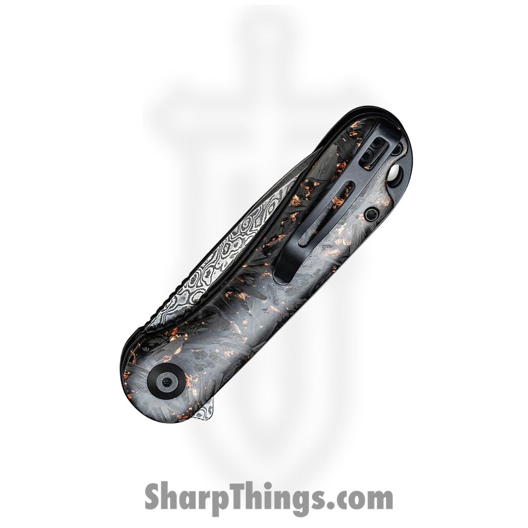 Civivi - CIVC907CDS3 - Elementum Flipper Knife - Damascus Carbon Fiber - Contured Copper - Image 4