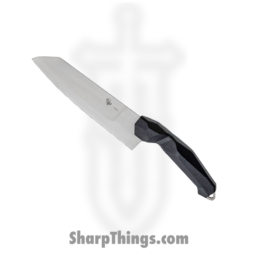 Diafire - DF1930 - Black Diamond Cleaver Style Chef's Knife - Fixed Blade Knife - AUS-8 Satin Cleaver - Nylon/Fiberglass - Black