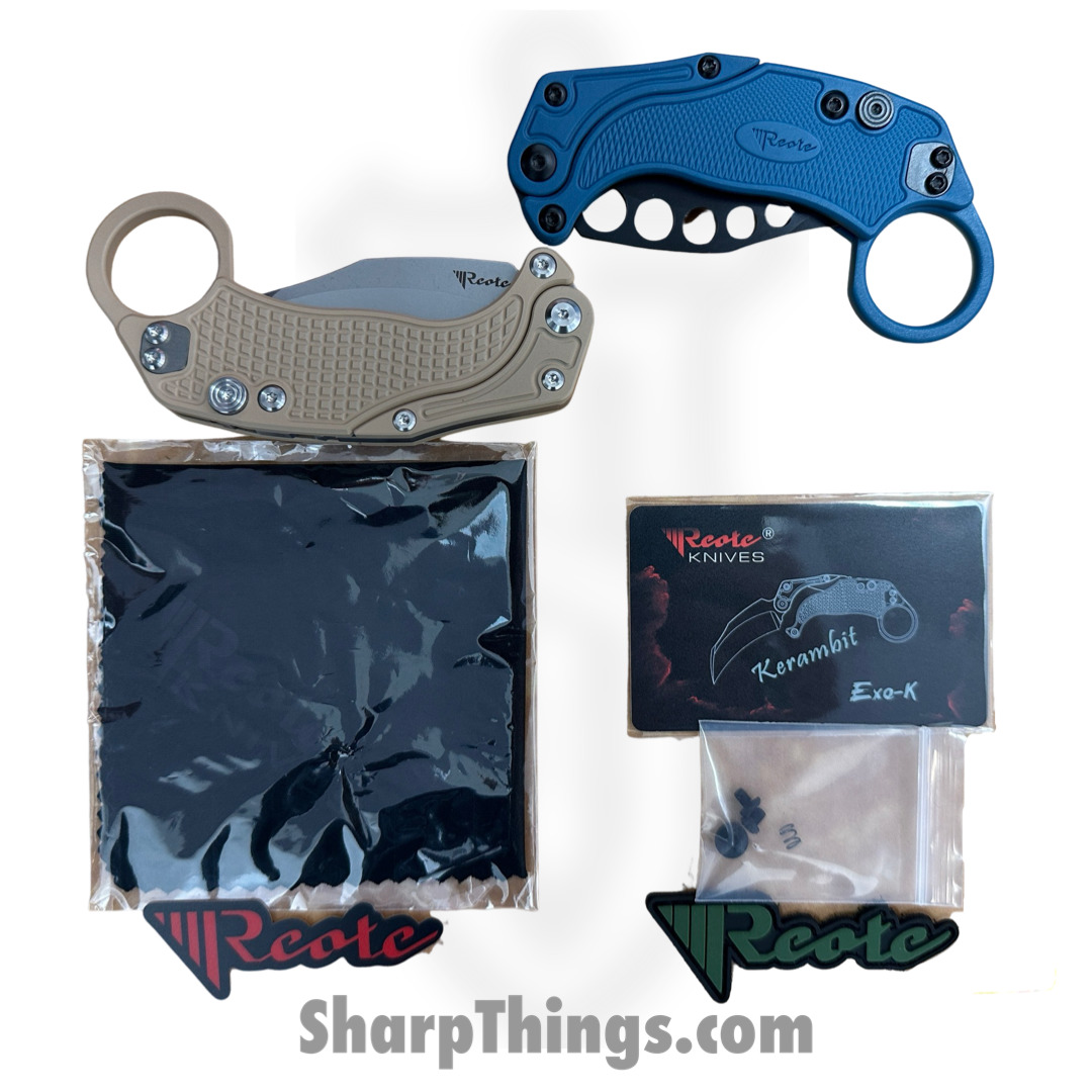 Reate Knives - EXOKSWTN - EXO-K - Gravity Karambit 2pc Set - Folding Knife - Stonewash N690 - Tan - Image 3