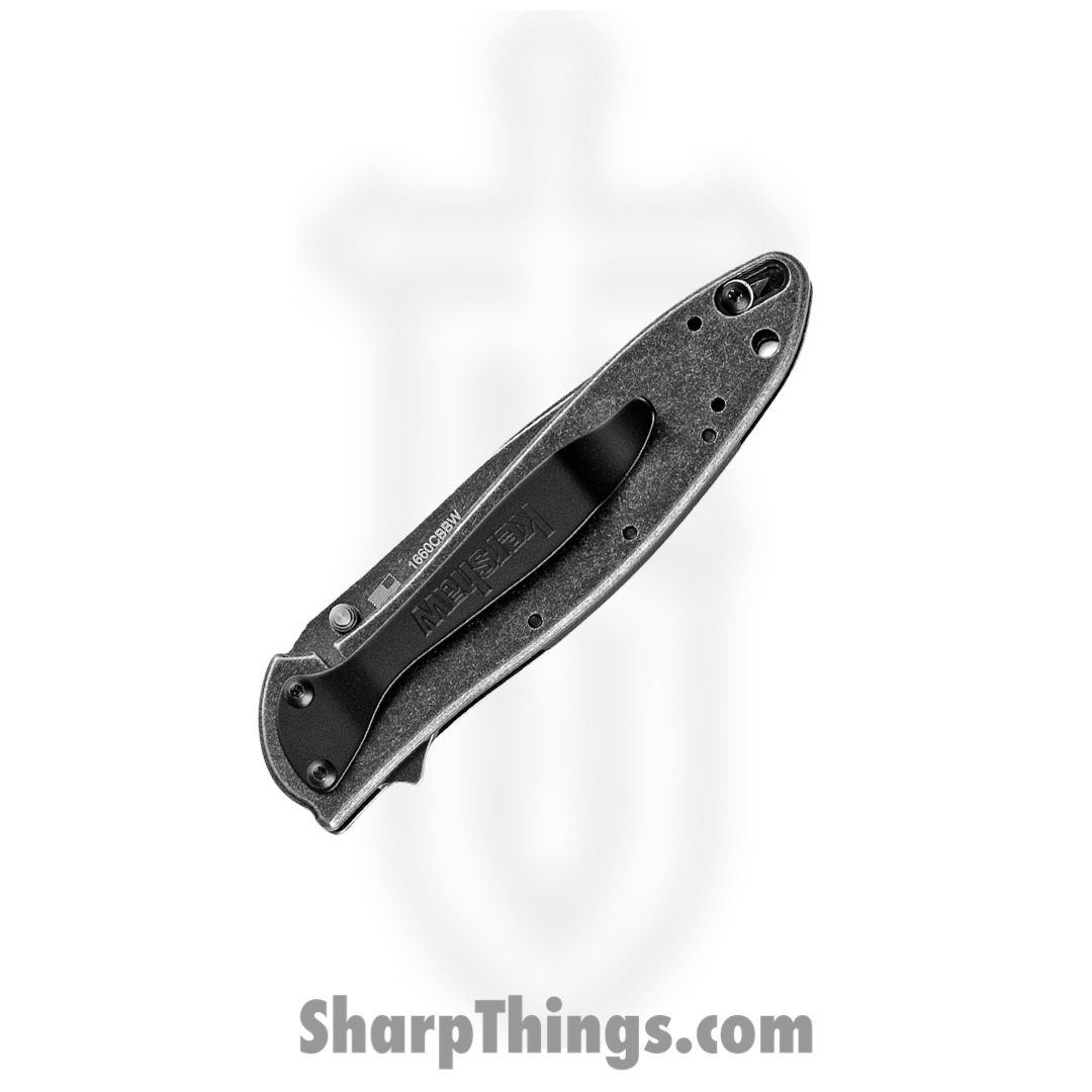 Kershaw - 1660CBBW - Ken Onion Leek - Assisted Open Knife - 14C28N/D2 Blackwash Clip Point - Stainless - Black - Image 3