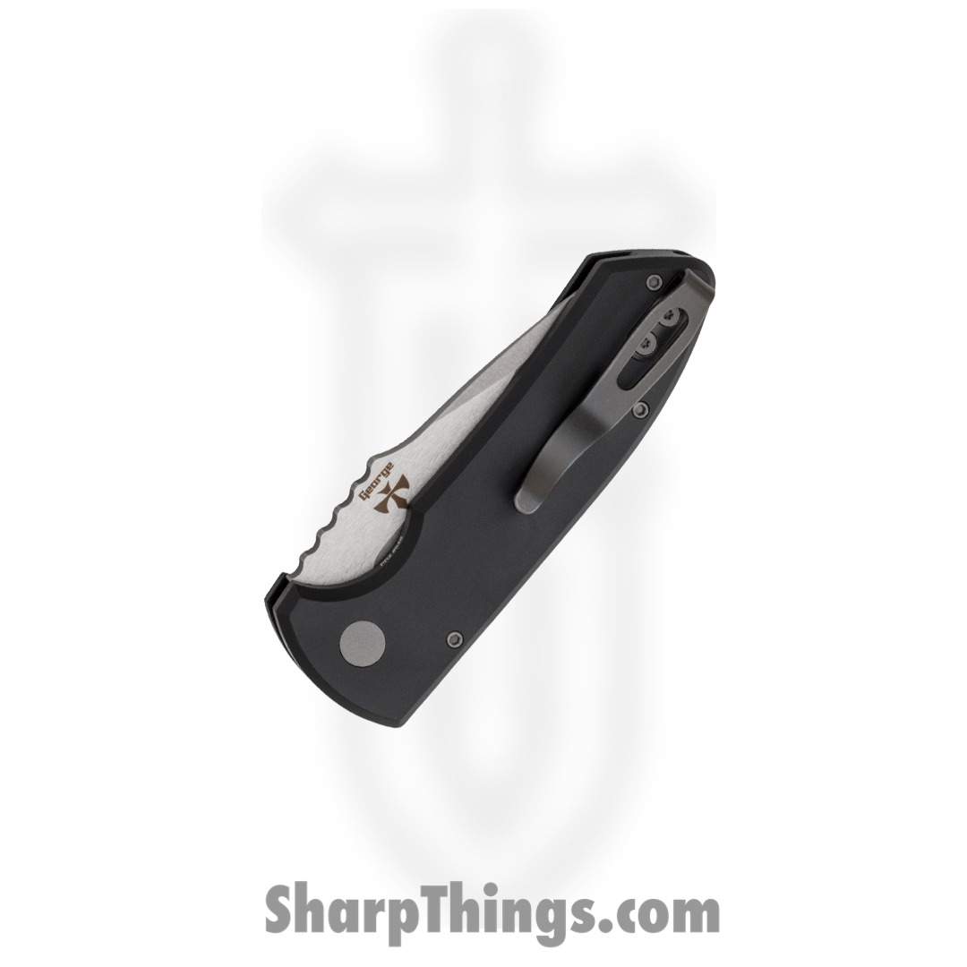 ProTech - LG401 - Les George Short Bladed Rockeye - Automatic Knife - S35VN Stonewash Drop Point - 6061-T6 Aluminum - Black - Image 3