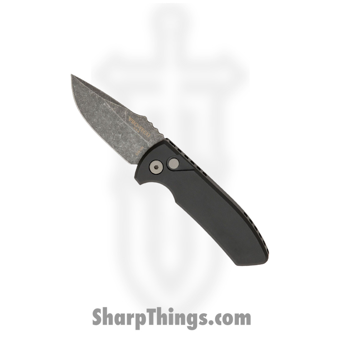 ProTech - LG411-SBR - Les George SBR - Automatic Knife - S35VN Acid Wash Drop Point - Aluminum - Black