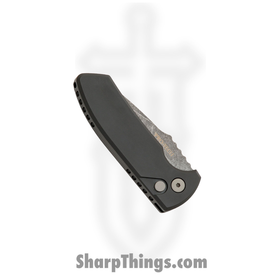ProTech - LG411-SBR - Les George SBR - Automatic Knife - S35VN Acid Wash Drop Point - Aluminum - Black - Image 2