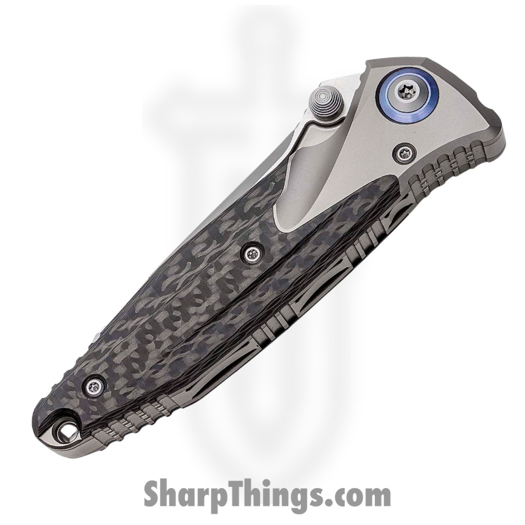 Microtech - 261-7CFTI - Socom Bravo - Folding Knife - M390 Blasted Tanto - Titanium/CF Scales - Black/Gray - Image 2