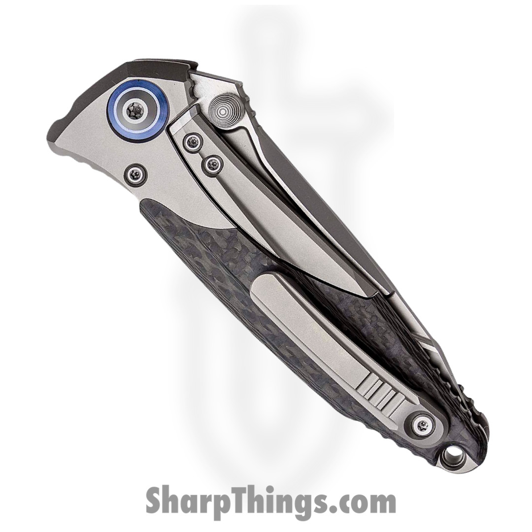Microtech - 261-7CFTI - Socom Bravo - Folding Knife - M390 Blasted Tanto - Titanium/CF Scales - Black/Gray - Image 4