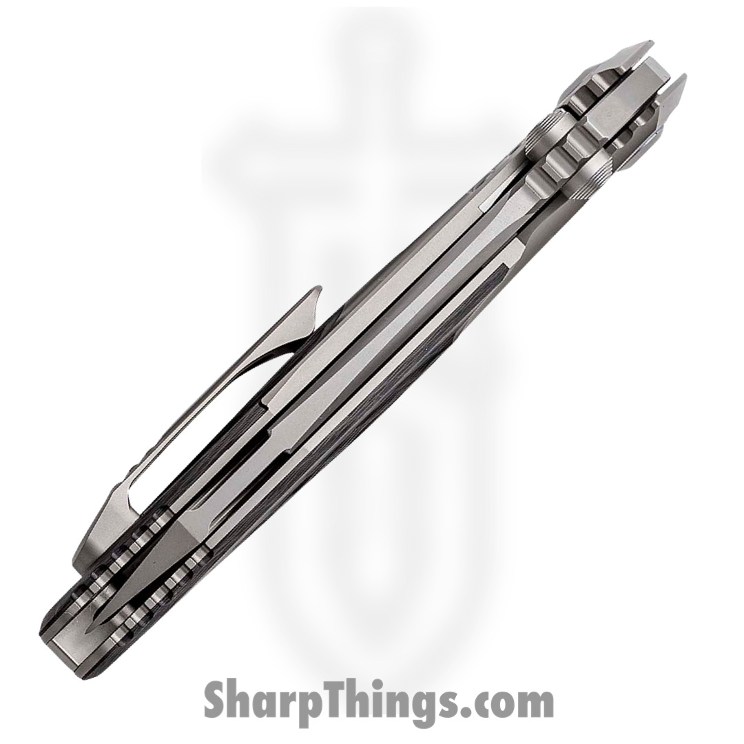 Microtech - 261-7CFTI - Socom Bravo - Folding Knife - M390 Blasted Tanto - Titanium/CF Scales - Black/Gray - Image 3