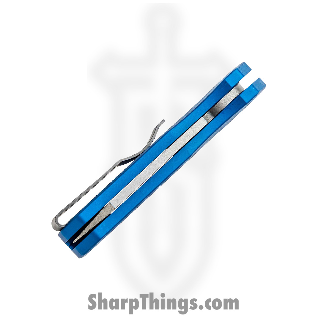 ProTech - R5205-Blue - Runt 5 - Automatic Knife - CPM-20CV Stonewash Reverse Tanto - Aluminum - Blue - Image 4