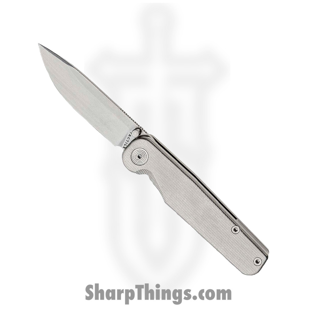 Tactile Knife Co. - TTROKTHM - Rockwall Thumbstud - Folding Knife - Magnacut Stonewash Drop Point - Titanium - Silver