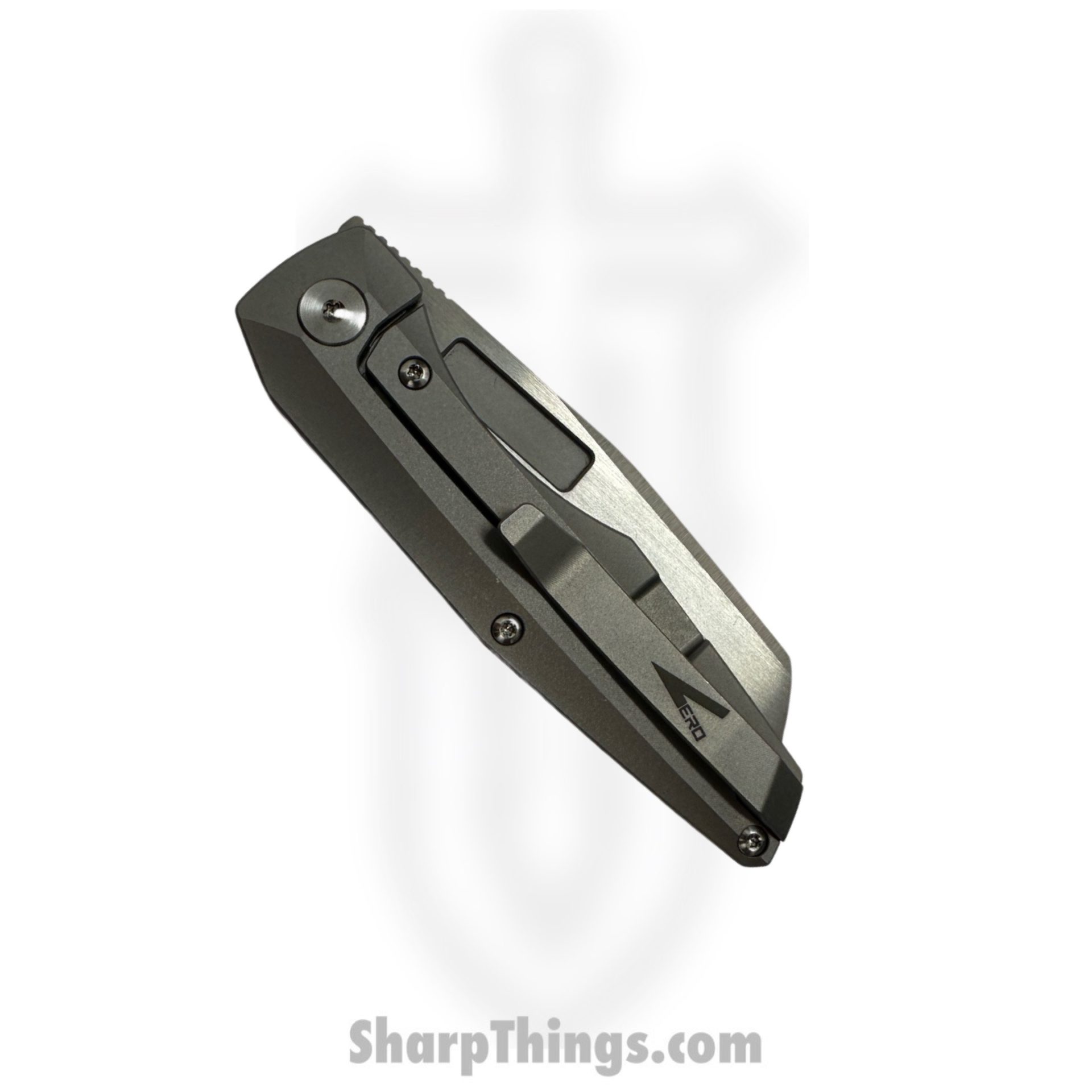 Vero Engineering - V-VAMFL-HSS$-FK-0226-S - Axon Mini Frame Lock - Folding Knife - Hand Satin M390 Sheepsfoot - Titanium - Stonewash - Image 2