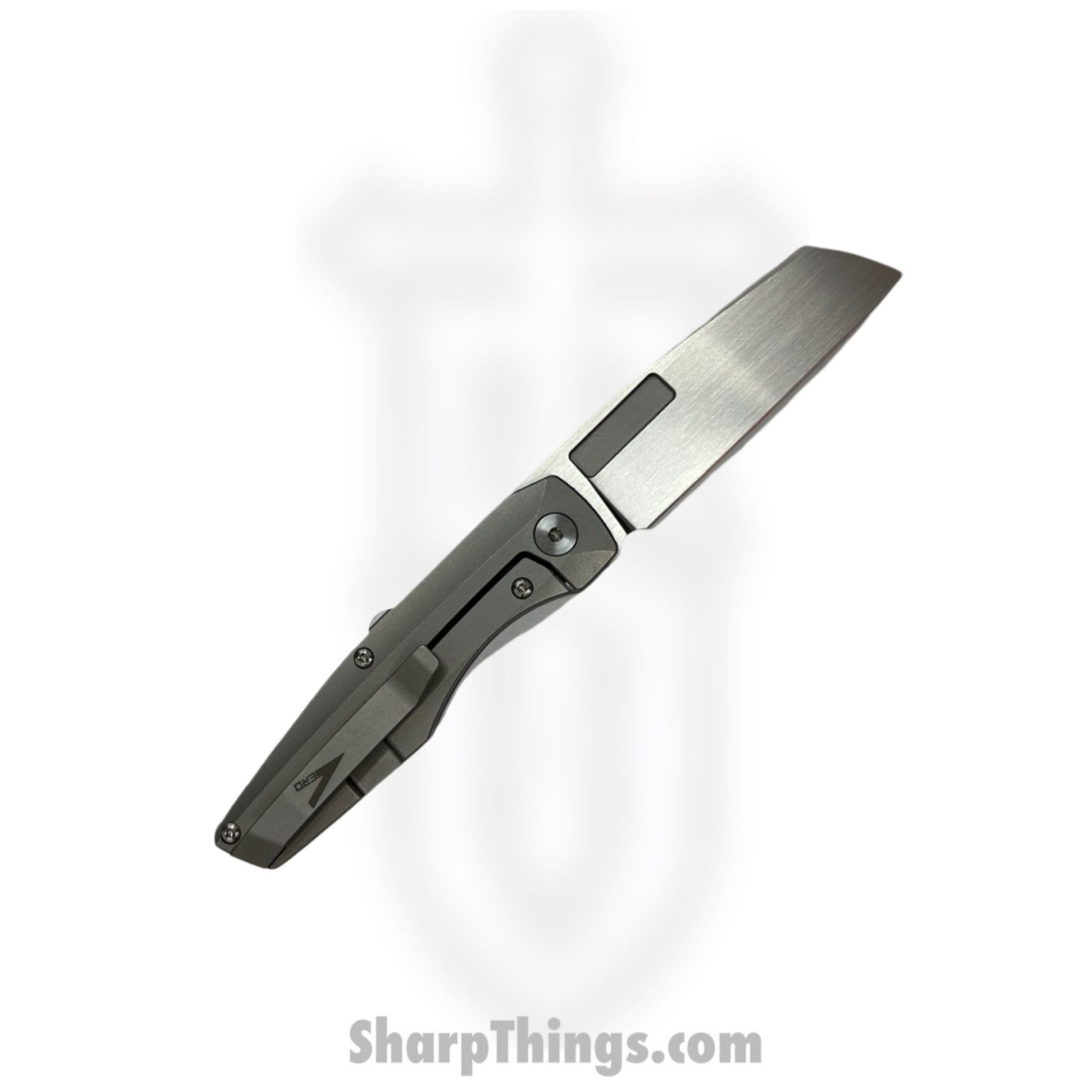 Vero Engineering - V-VAMFL-HSS$-FK-0226-S - Axon Mini Frame Lock - Folding Knife - Hand Satin M390 Sheepsfoot - Titanium - Stonewash