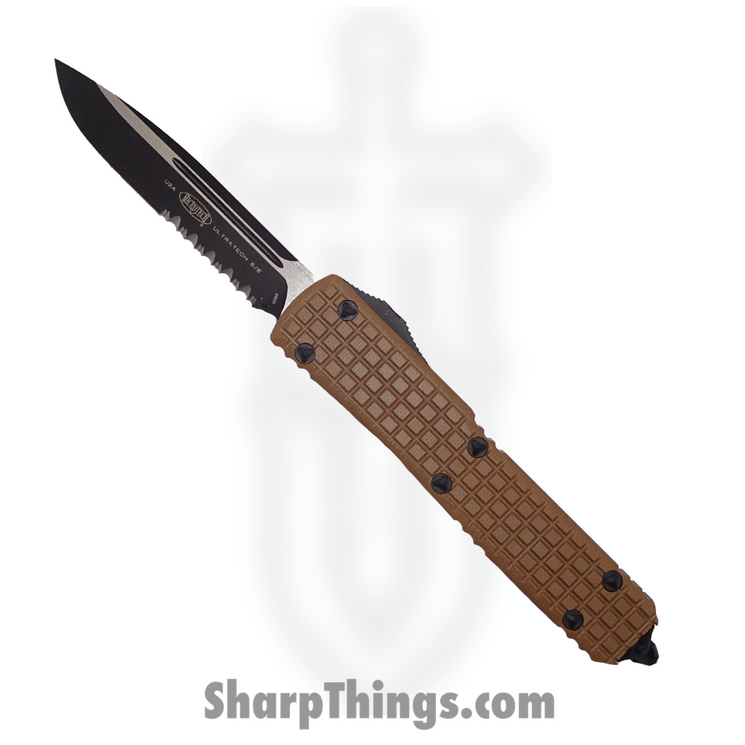 Microtech - 121-2FRGTTAS - Ultratech Signature Series Tactical Frag - OTF Auto - 121-2FRGTTAS Ultratech Signature Series Tactical Frag OTF Auto - G10/Aluminum - Tan/Black
