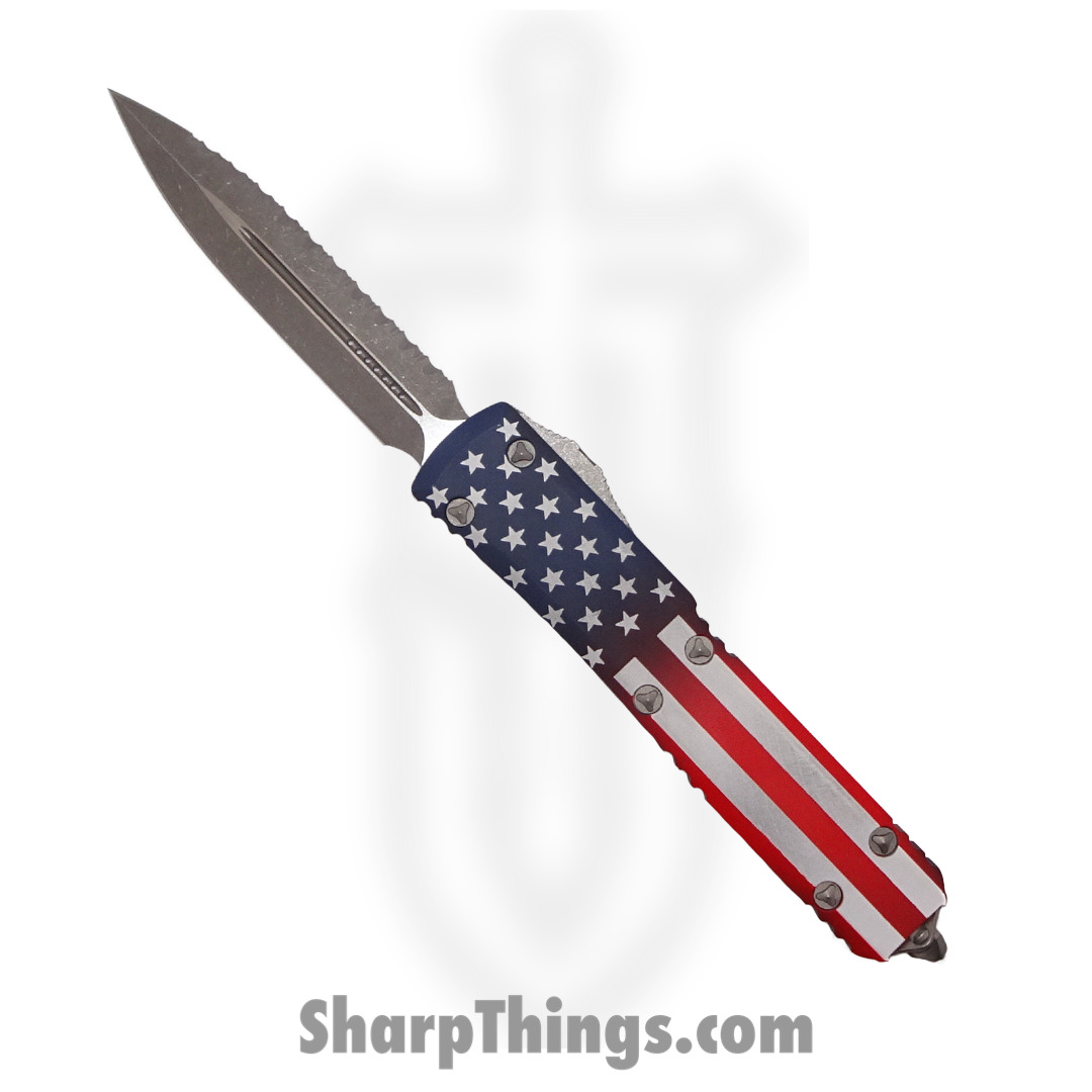 Microtech - 122-12APFLAGS - Ultratech Signature Series - OTF Auto - 122-12APFLAGS Ultratech Signature Series OTF Auto - 6061-T6 Aluminum - USA Flag
