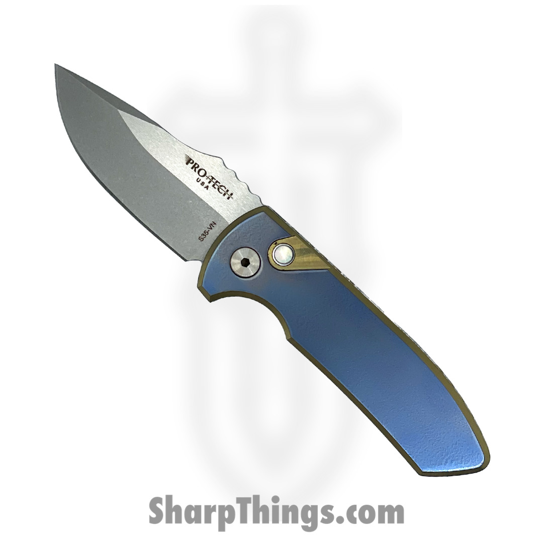 PROTECH - 2023SBR001 - 2023 SBR Custom 001 Auto 2 Tone Blue Bronze - CPM-S35VN Stonewash Clip Point - Titanium - Blue Bronze Orange Peel