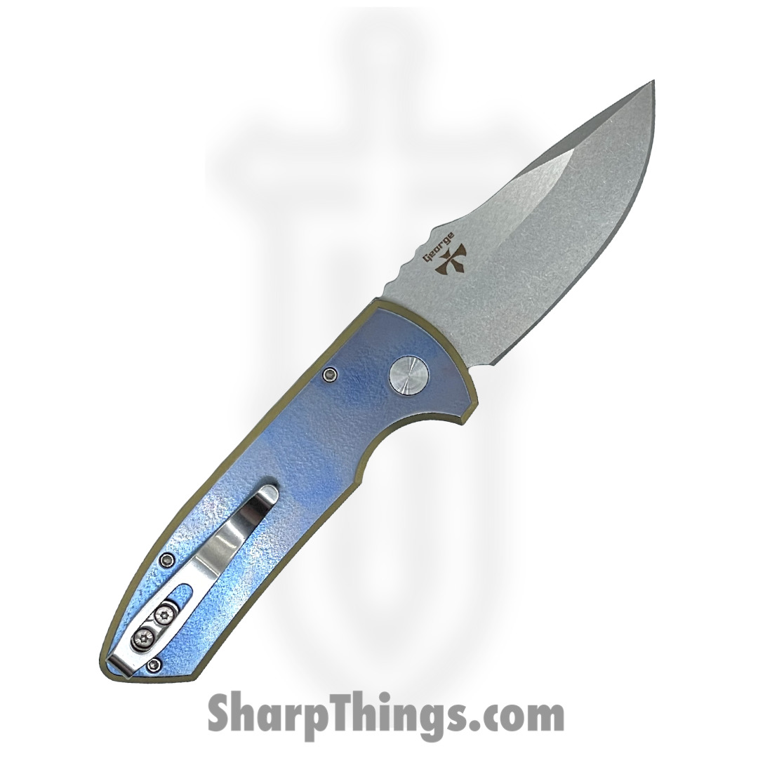 PROTECH - 2023SBR001 - 2023 SBR Custom 001 Auto 2 Tone Blue Bronze - CPM-S35VN Stonewash Clip Point - Titanium - Blue Bronze Orange Peel - Image 2