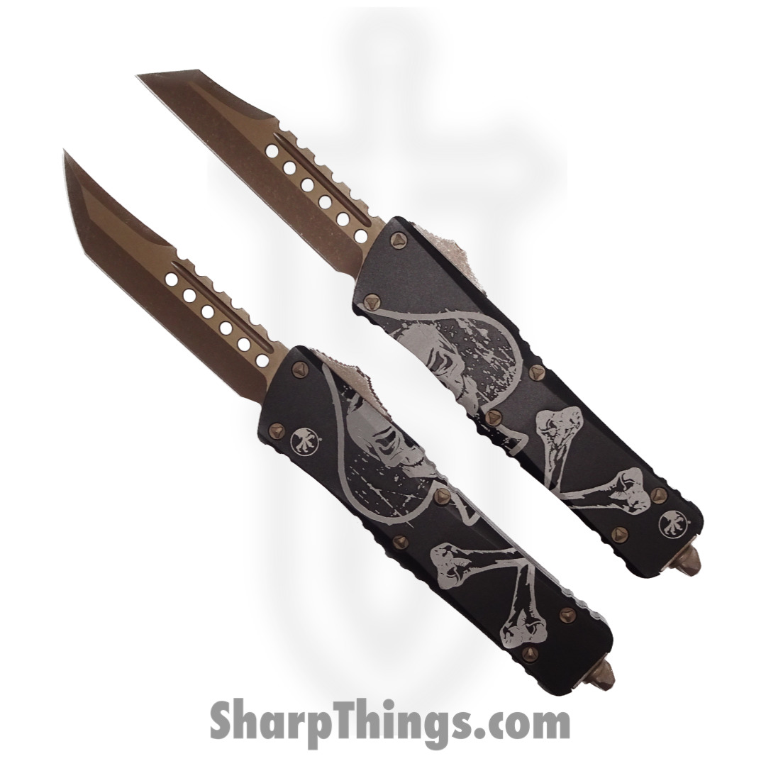 Microtech - 219-13SETDCS - Combat Troodon Death Card Hellhound and Warhound Knife Set - Apocalyptic Bronze and Black