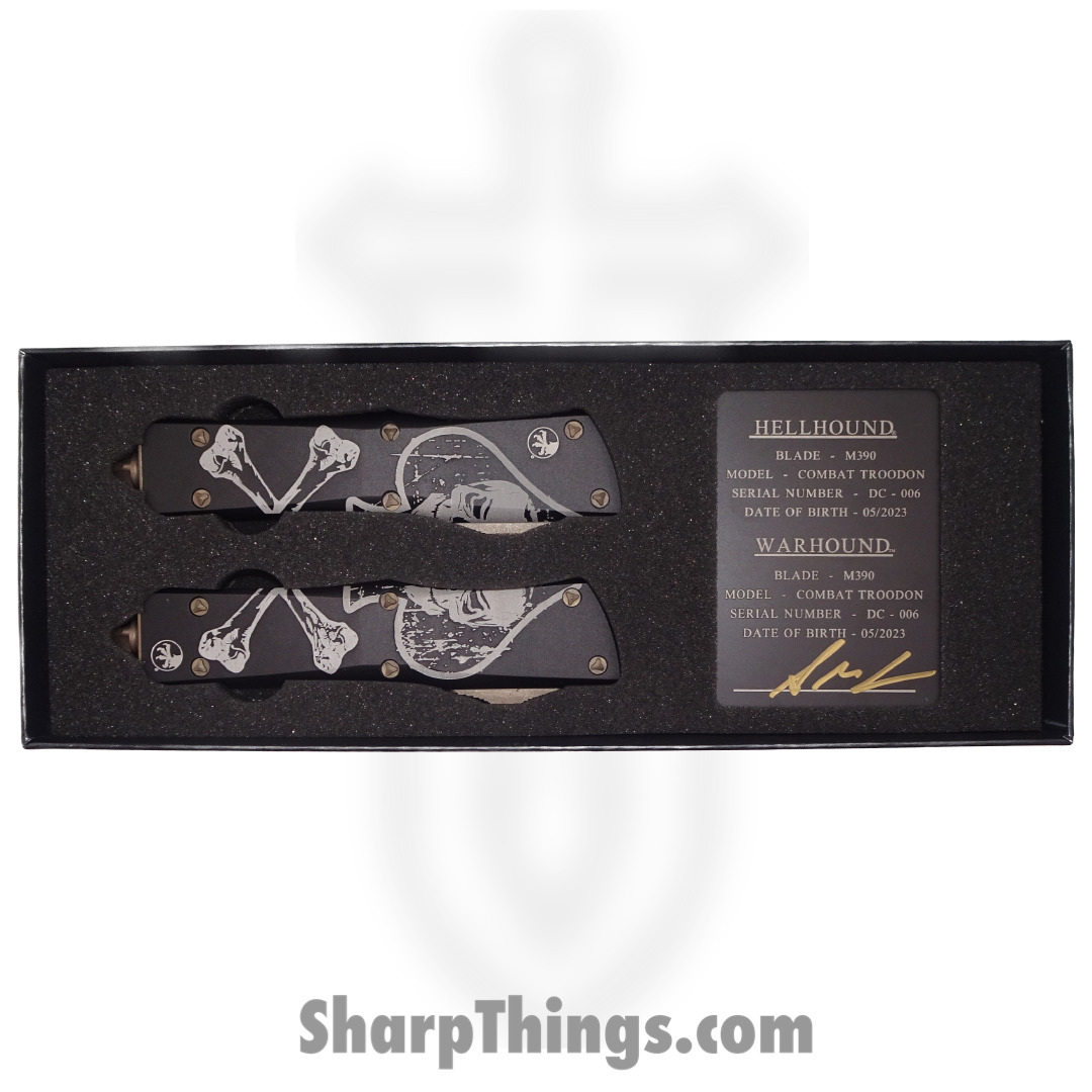 Microtech - 219-13SETDCS - Combat Troodon Death Card Hellhound and Warhound Knife Set - Apocalyptic Bronze and Black - Image 5