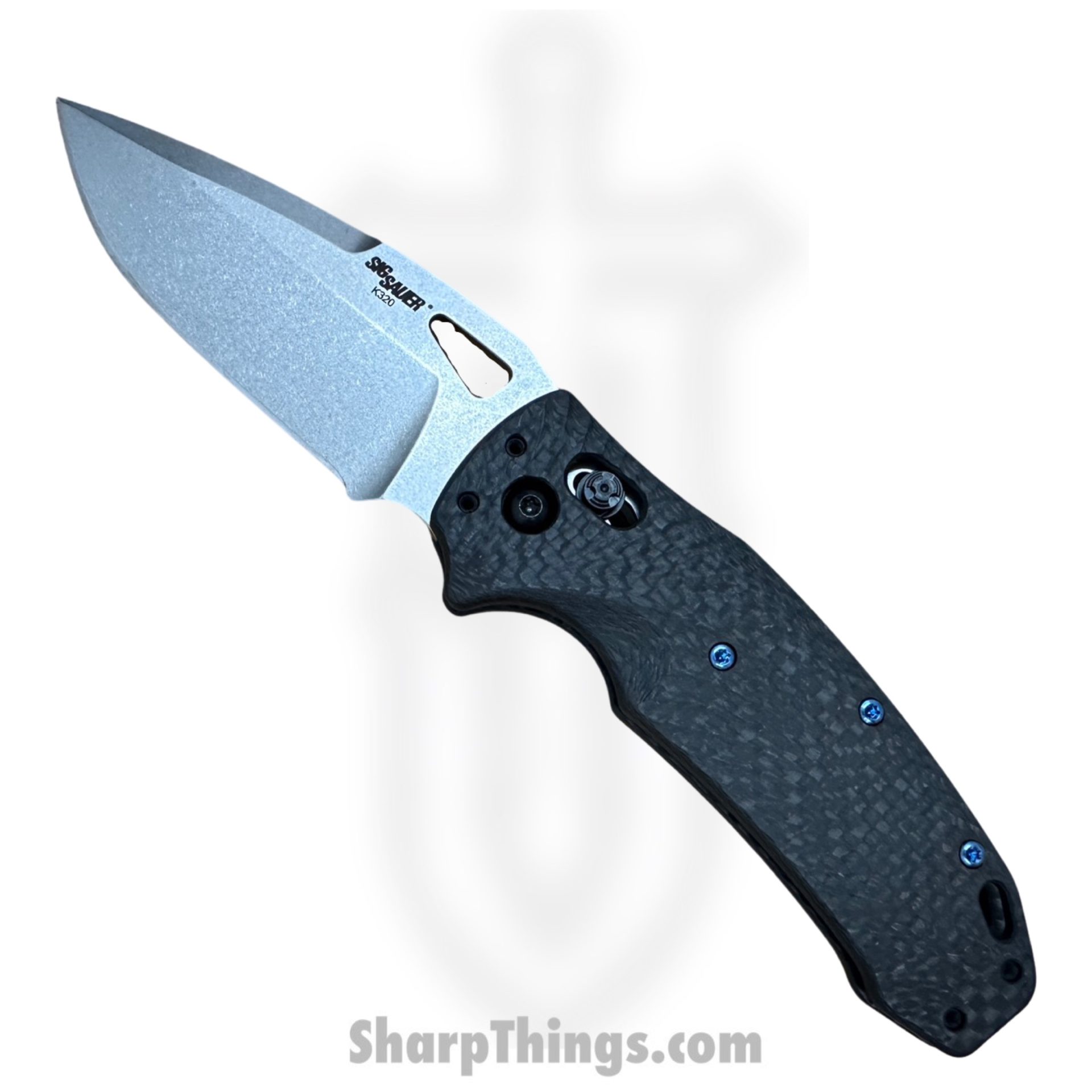 Hogue - 36391-LIM - SIG Sauer Manual Folder - Tumbled CPM 20CV Drop Point - Carbon Fiber - Black