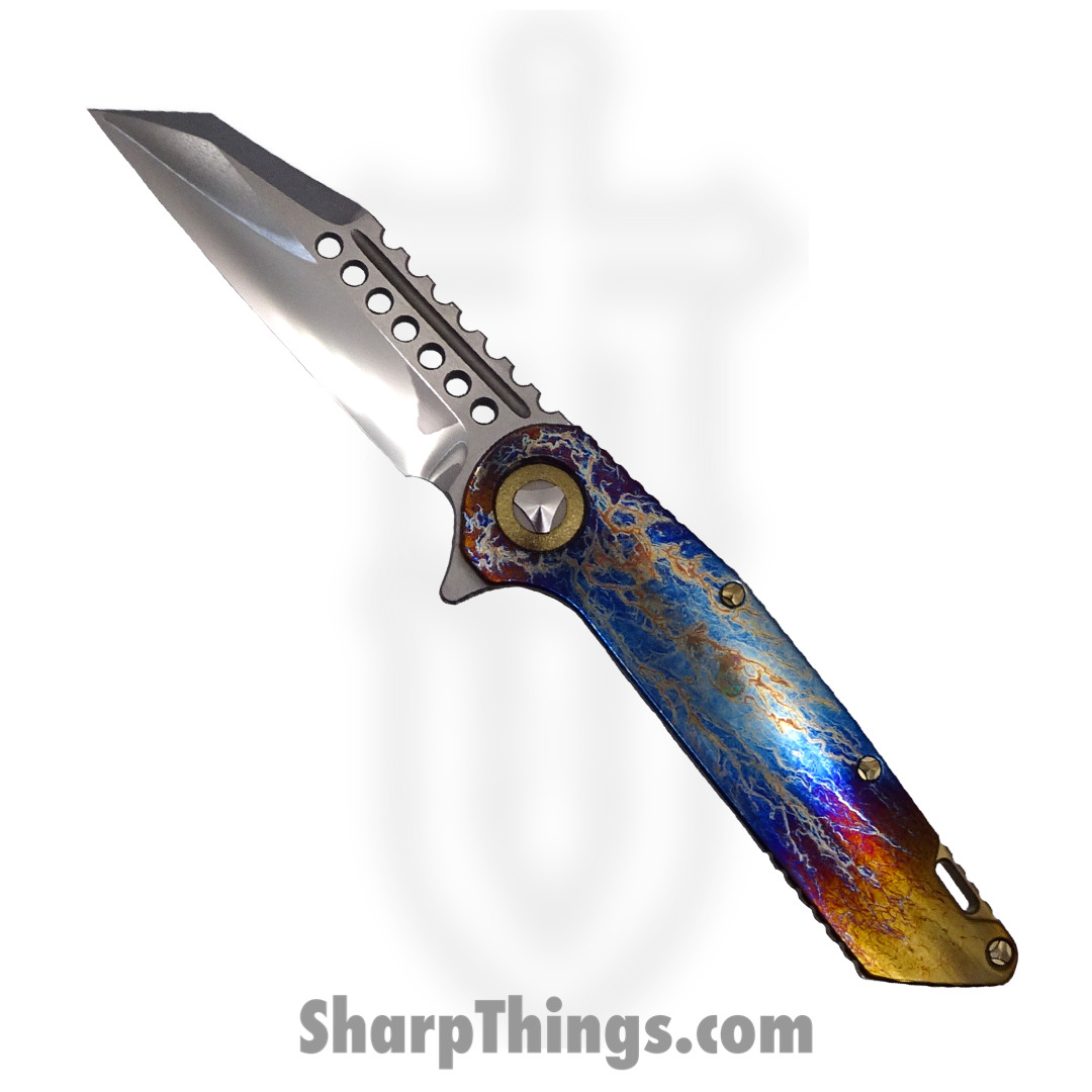 Microtech - 392-MCK-BC18 - Warhound Manual - M390 High Polish Warhound - Titanium - Galactic Acidwash