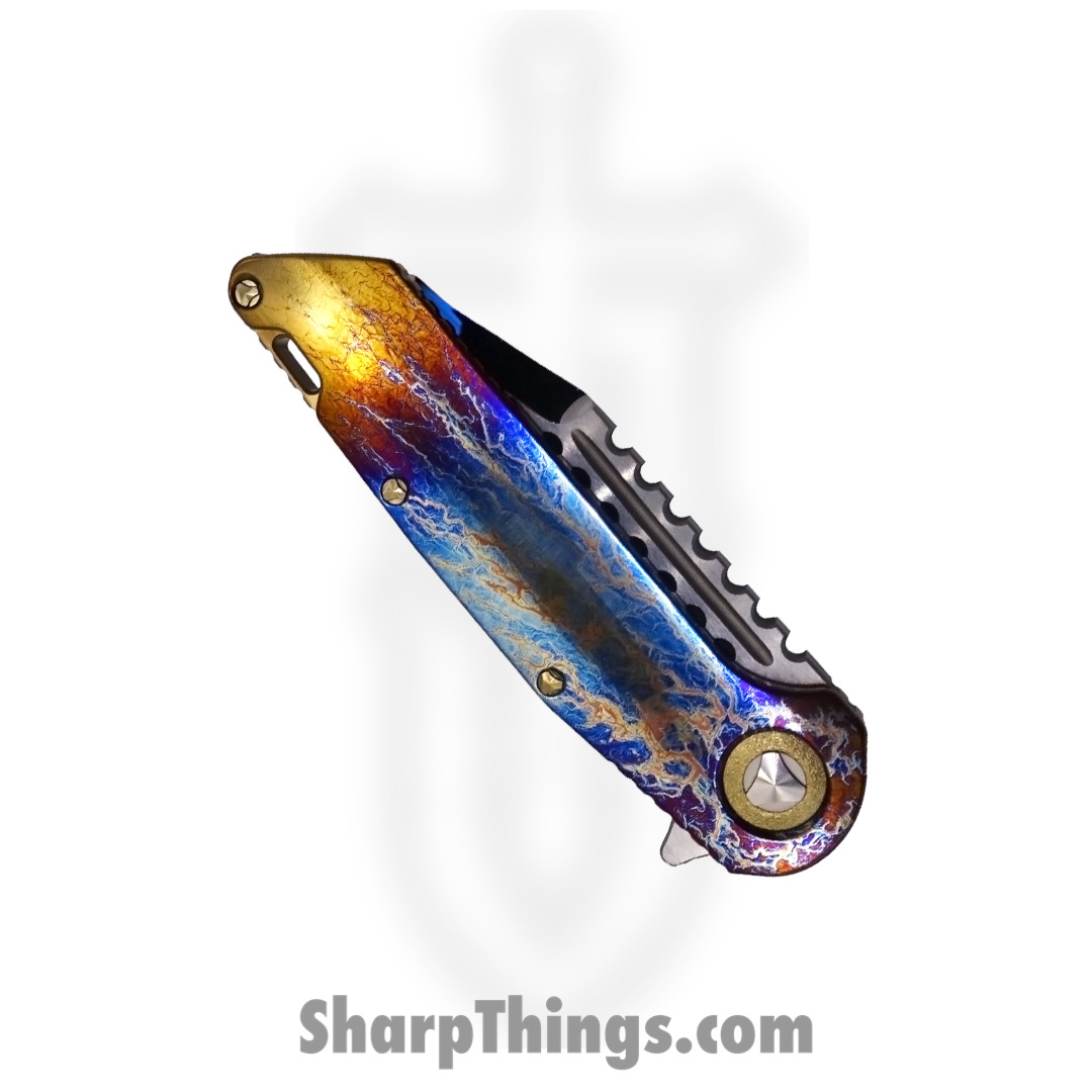 Microtech - 392-MCK-BC18 - Warhound Manual - M390 High Polish Warhound - Titanium - Galactic Acidwash - Image 5