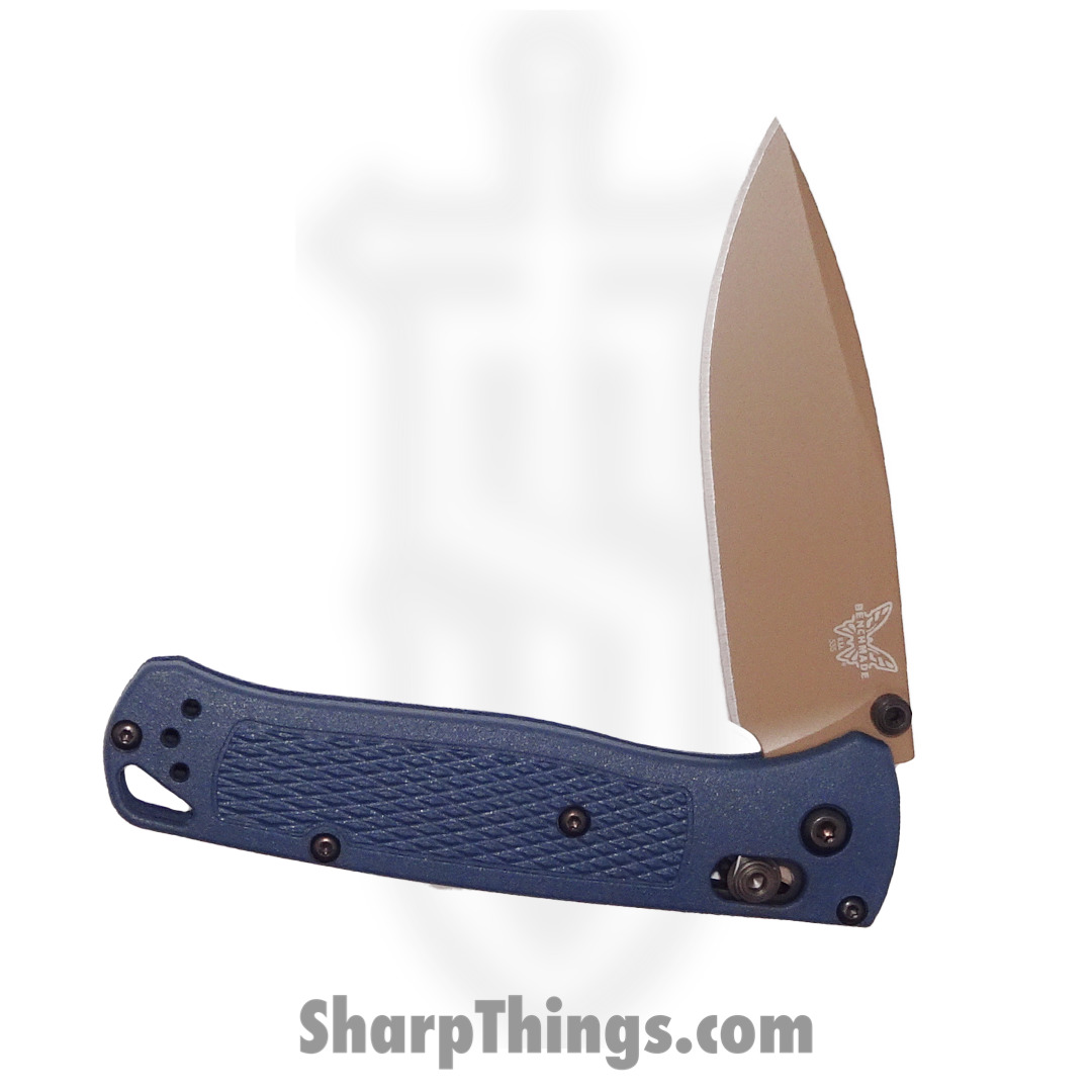 Benchmade - 535FE-05 - Bugout - Folding Knife - S30V Flat Dark Earth Cerakote Drop Point - Grivory - Crater Blue - Image 6