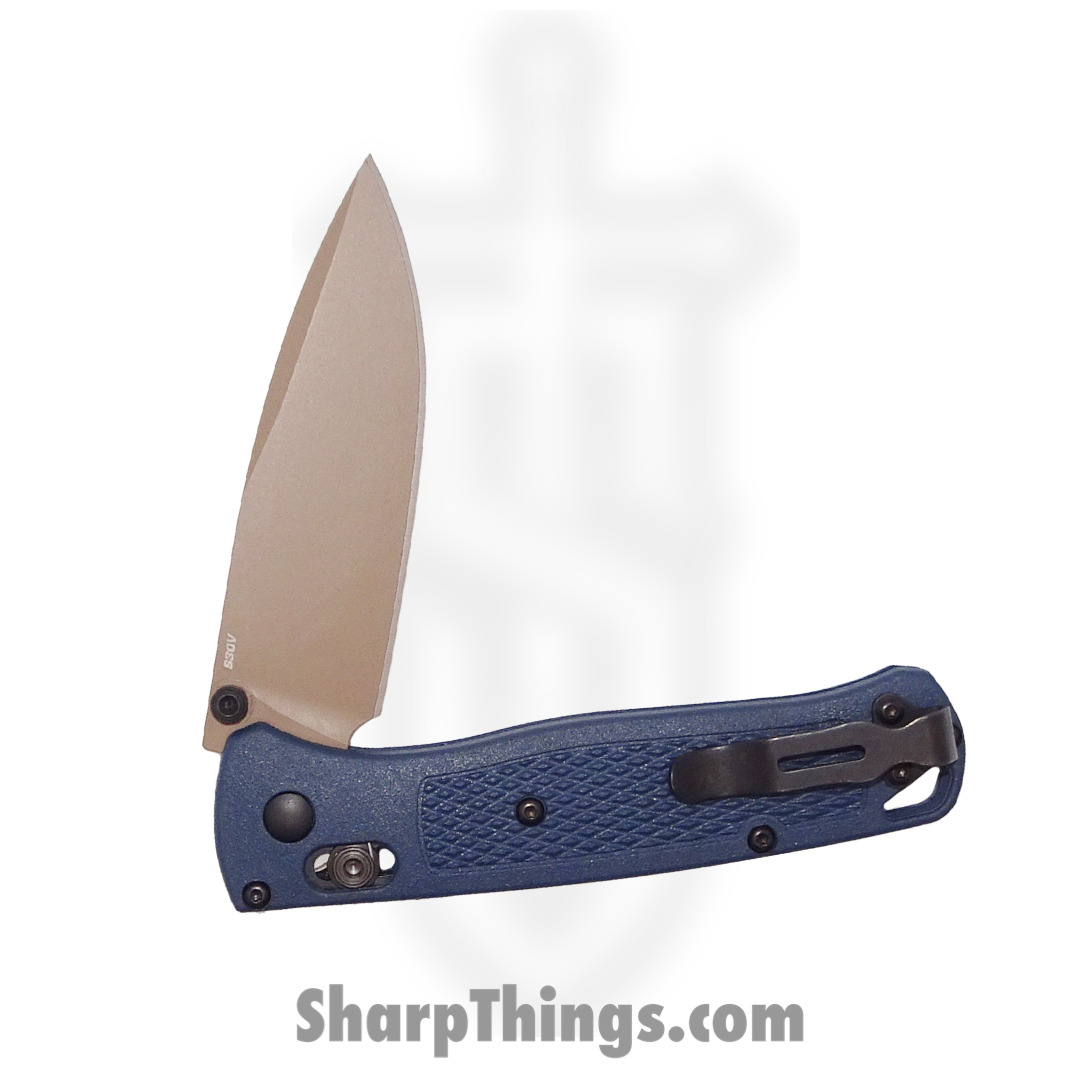 Benchmade - 535FE-05 - Bugout - Folding Knife - S30V Flat Dark Earth Cerakote Drop Point - Grivory - Crater Blue - Image 5