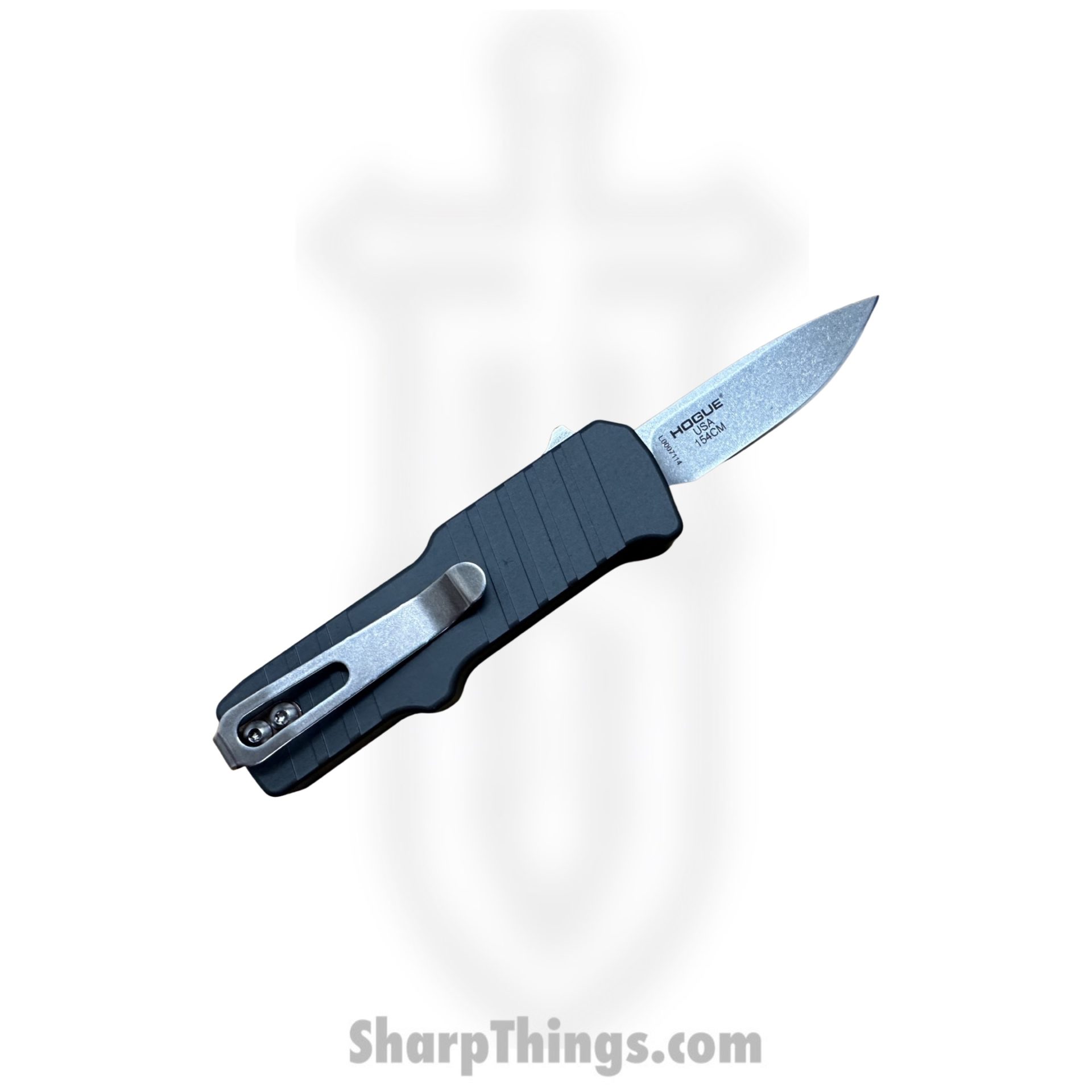 Hogue Knives - 54032 - HK Micro Incursion - OTF Auto - 154CM Stonewash Clip Point - 6061-T6 Aluminum - Grey - Image 2