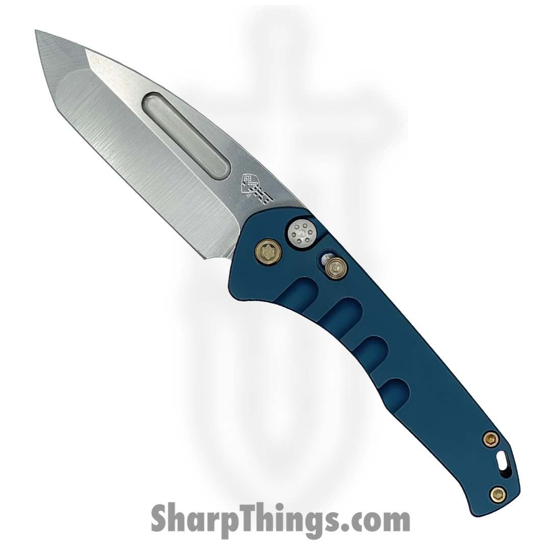 Medford Knife - MK2064TT-44AU-T1C1-Q4 - Swift Auto - S45VN Tumbled Tanto - Blue - Bronze HW