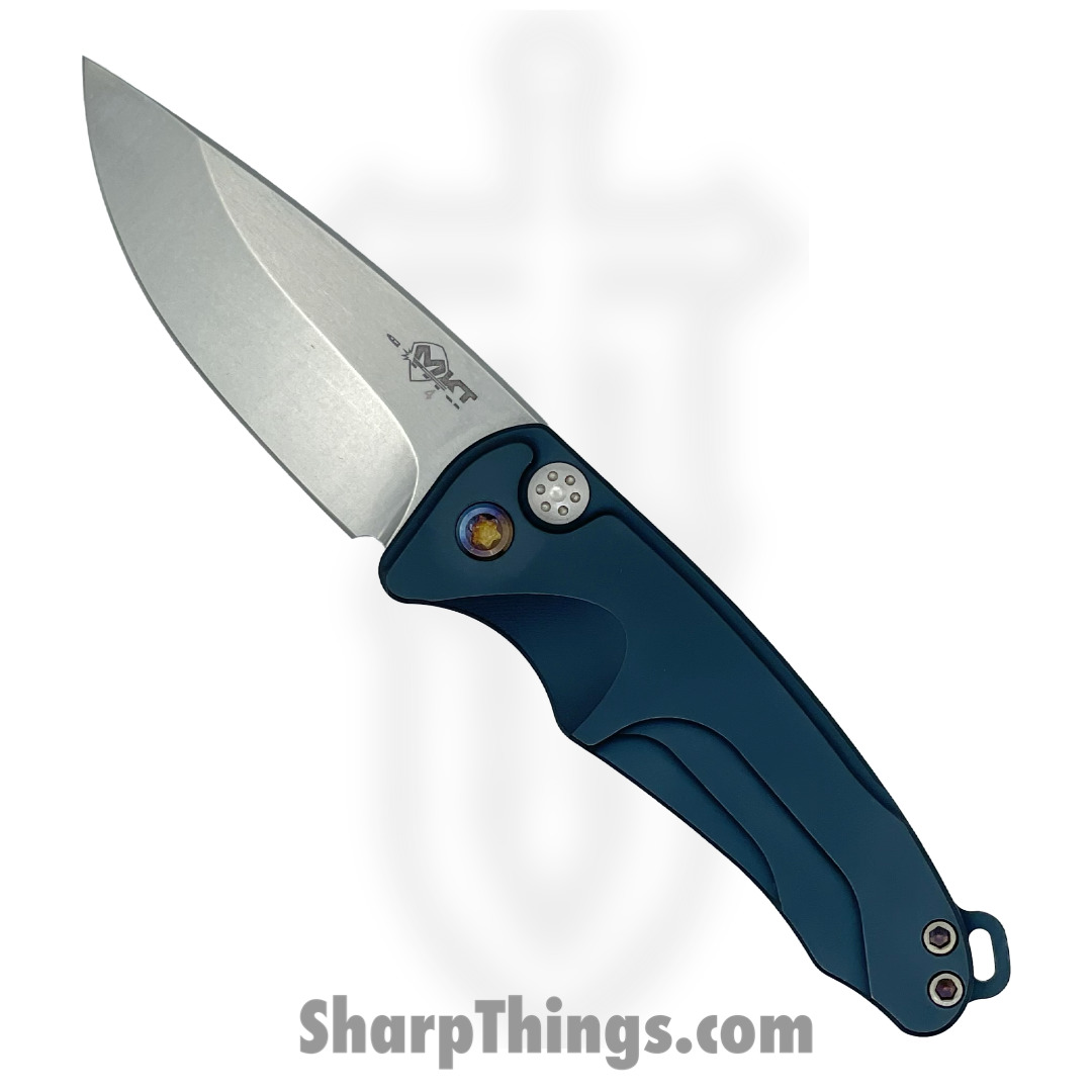 Medford Knife - MKA394TQ-44AU-TFC2-Q4 - Smooth Criminal Auto Folder - Tumbled S45VN Drop Point – Blue - Flamed Hw