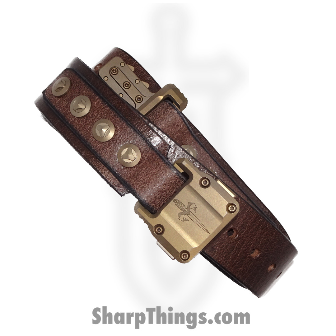 Microtech - APIS BELT 5 - APIS Belt Men's - Titanium Bronze Buckle - Distressed Water Buffalo Leather - Dark Brown - Image 6