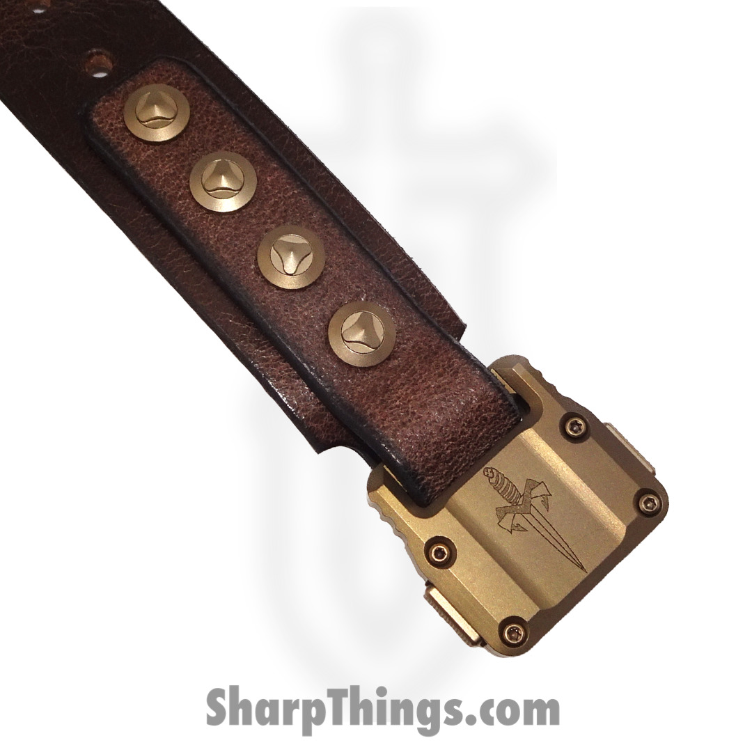 Microtech - APIS BELT 5 - APIS Belt Men's - Titanium Bronze Buckle - Distressed Water Buffalo Leather - Dark Brown - Image 5
