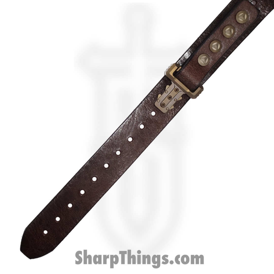 Microtech - APIS BELT 5 - APIS Belt Men's - Titanium Bronze Buckle - Distressed Water Buffalo Leather - Dark Brown - Image 2