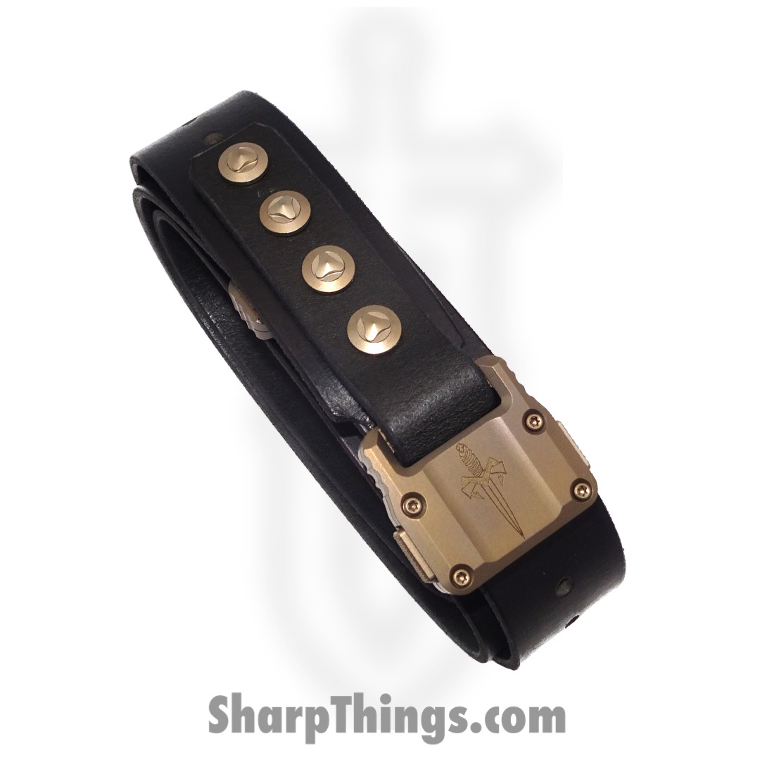 Microtech - 700-APISBK-MCK - APIS Belt Men's - Titanium Bronze Buckle - Water Buffalo Leather - Black - Image 2