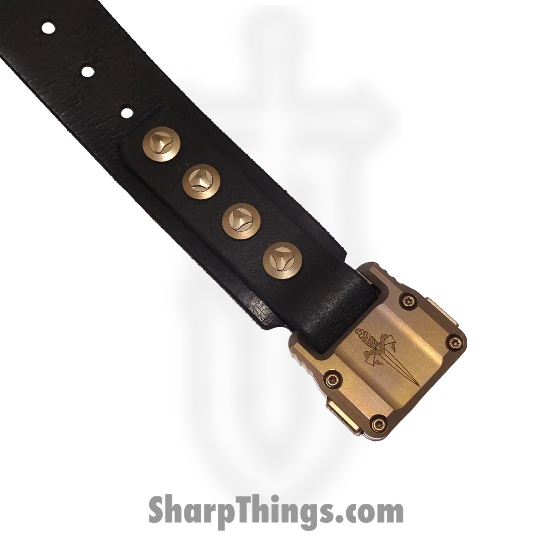 Microtech - 700-APISBK-MCK - APIS Belt Men's - Titanium Bronze Buckle - Water Buffalo Leather - Black - Image 4