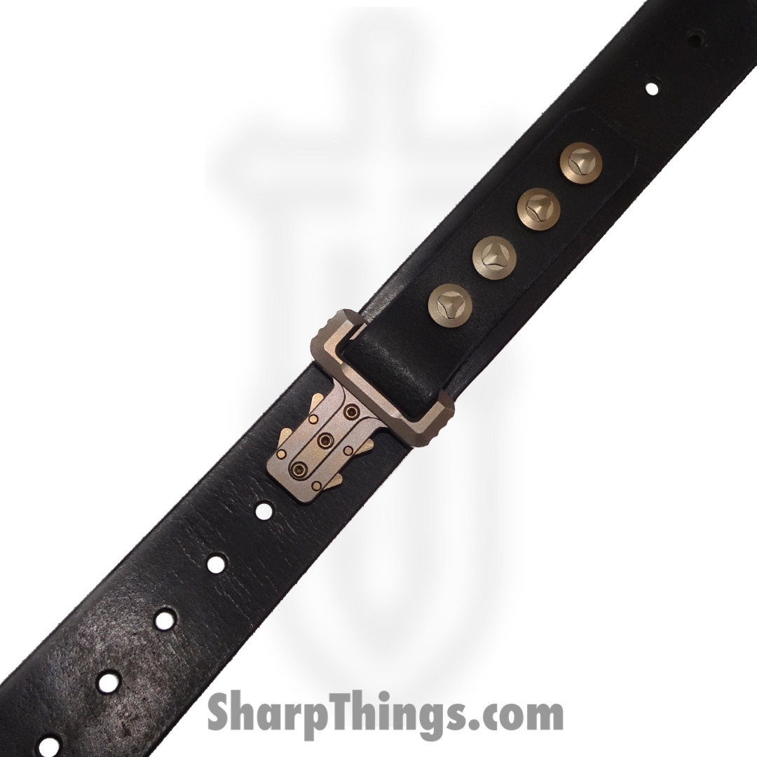 Microtech - 700-APISBK-MCK - APIS Belt Men's - Titanium Bronze Buckle - Water Buffalo Leather - Black - Image 6