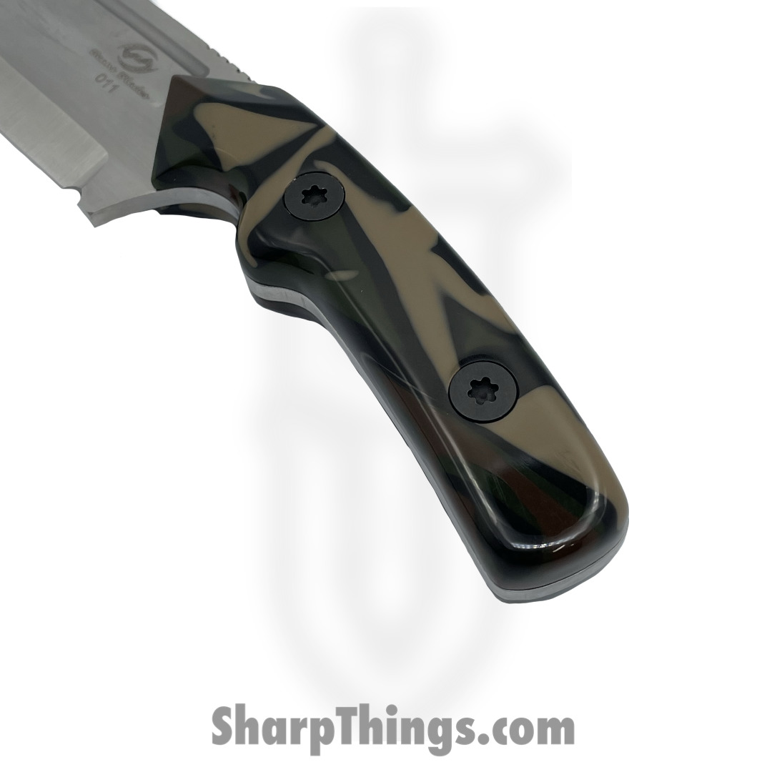 Beans Blades - BBMiniwarWC - Mini Warrior - Fixed Blade Knife - M390 Satin Tanto - Kirinite - Woodland Camo - Image 5