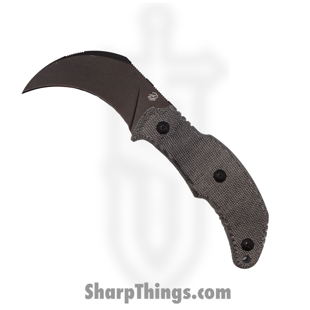 Bastinelli Creations - BC-40-PVD - Primal - Fixed Blade Knife - N690 Coated Hawkbill - Canvas Micarta - Black