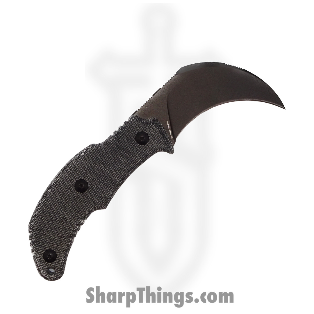 Bastinelli Creations - BC-40-PVD - Primal - Fixed Blade Knife - N690 Coated Hawkbill - Canvas Micarta - Black - Image 2
