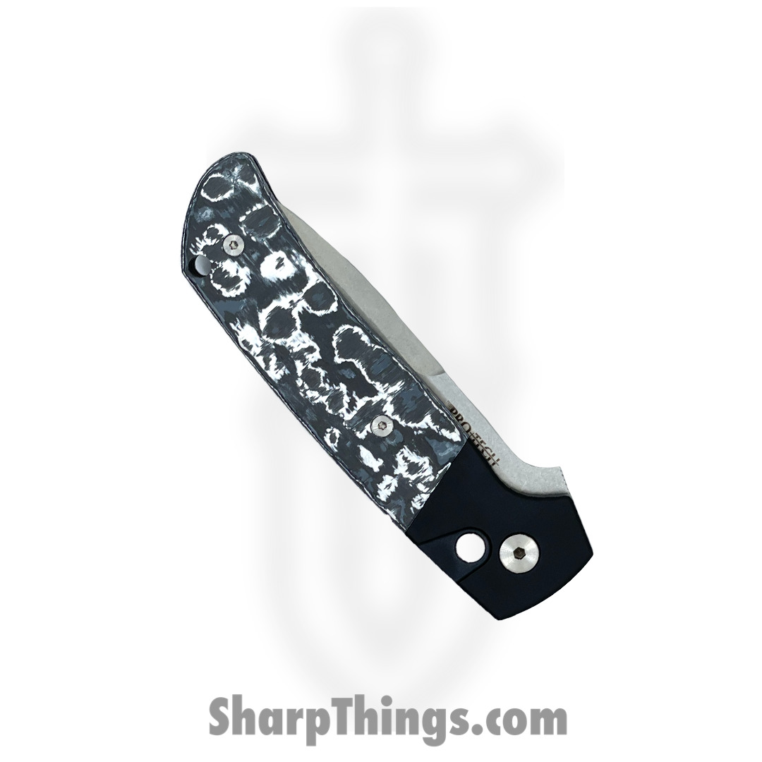 ProTech - BT2731-WS - Terzuola ATCF - Automatic Knife - Magnacut Stonewash Drop Point - Aluminum/FatCarbon - Black/White - Image 3