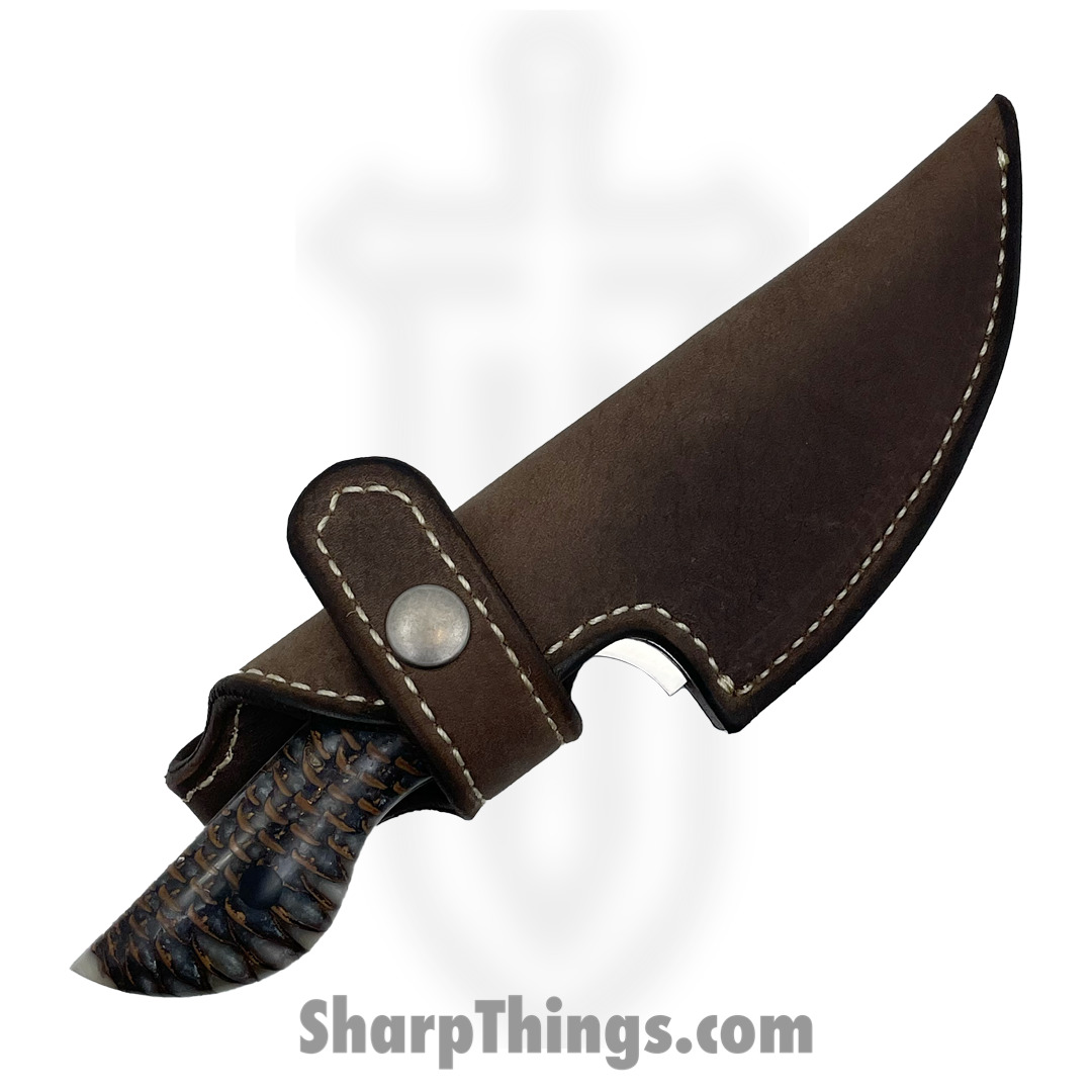Cave Blades - CBSamSAPR - Samaritan - Fixed Blade Knife - 154cm Satin Drop Point - Pinecone Resin - Brown White - Image 3