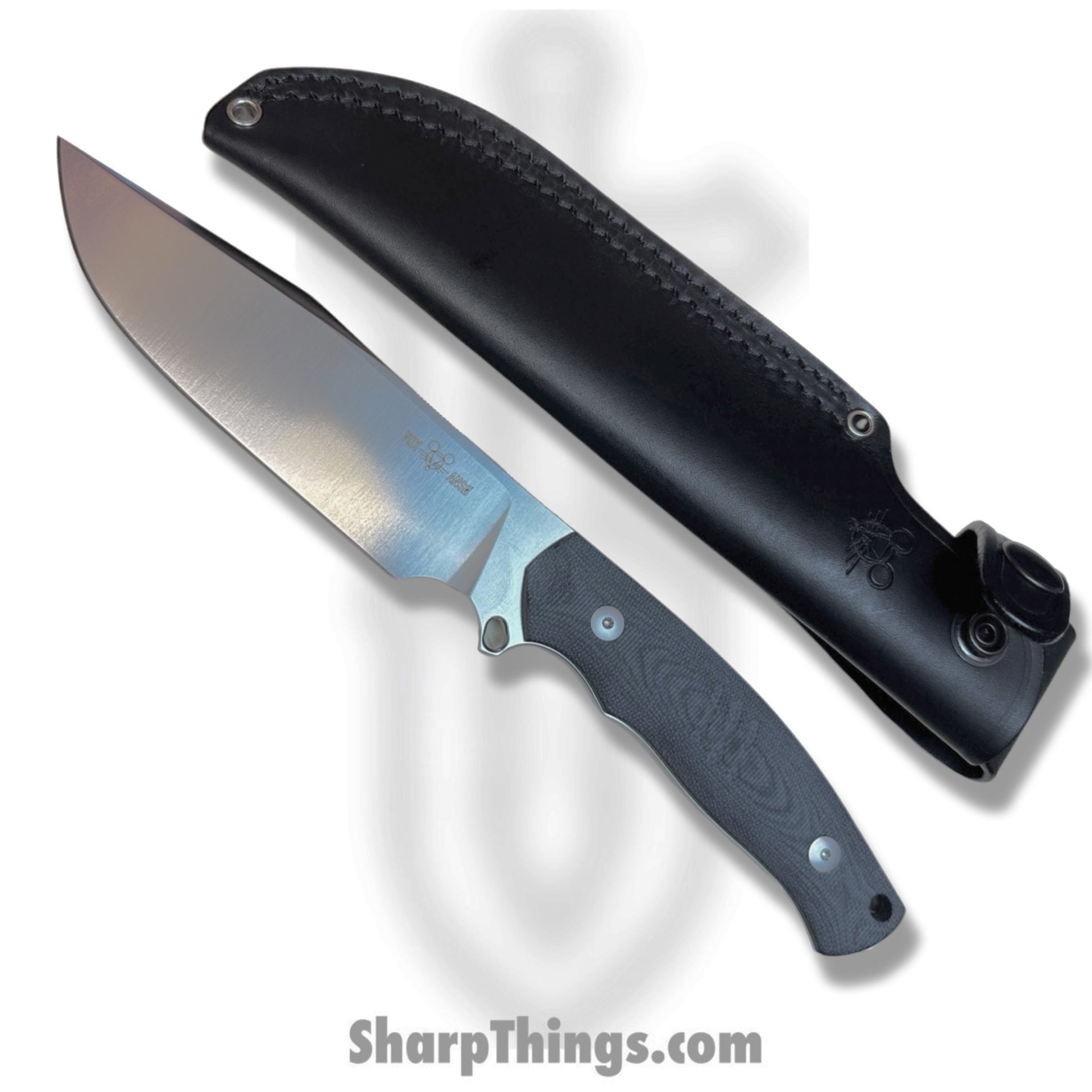 GiantMouse - GMF4-DB-SATIN - GMF4-DB - Fixed Blade Knife - N690 Satin Clip Point - Canvas Micarta - Double Black - Image 2