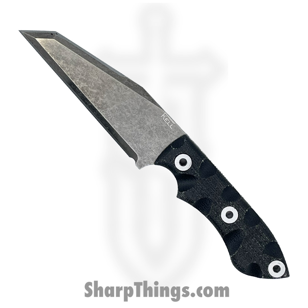 T.Kell Knives - GuardBlkMic - Guardian - Fixed Blade Knife - 80crv2 Nickle Boron Coated Rev Tanto - Micarta - Black